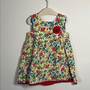 Alves Spanish Floral Sleeveless Dress with Red Accents